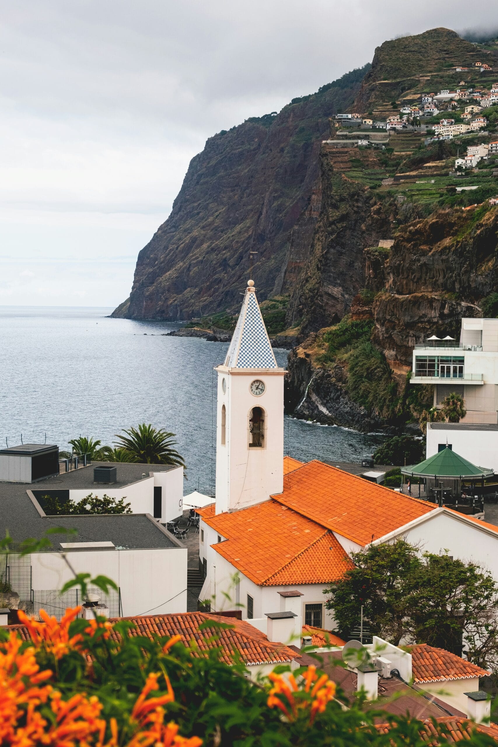 Cliffside village overlooking the Atlantic in Madeira