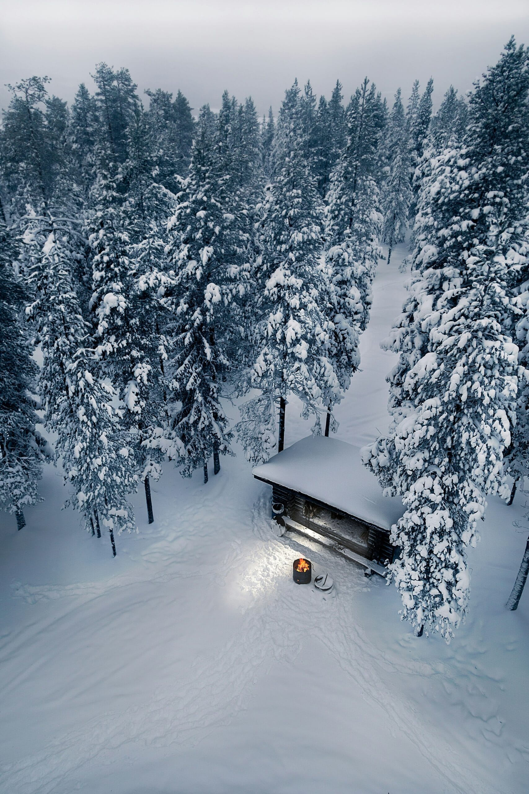 Remote winter scenery in Lapland